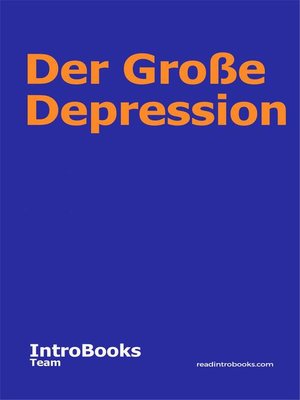 cover image of Der Große Depression